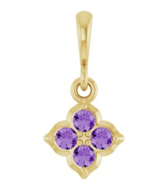 88717 Pendant Set 14K Yellow Round Lab-Grown Purple Sapphire 2 Mm Polished Lab-Grown Purple Sapphire Four Stone Pendant