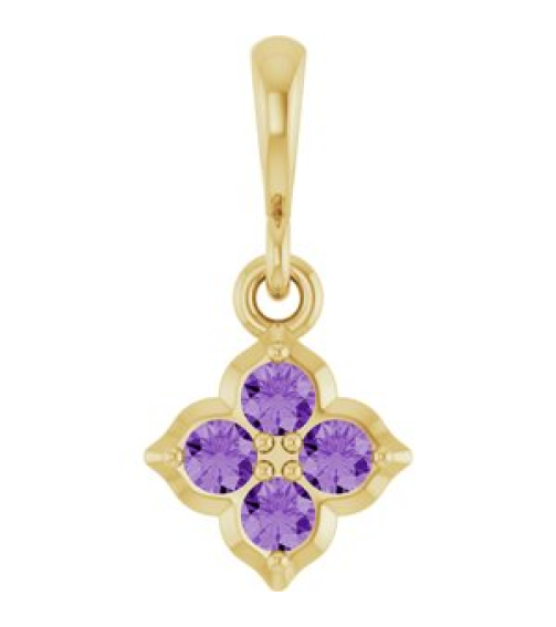 88717 Pendant Set 14K Yellow Round Lab-Grown Purple Sapphire 2 Mm Polished Lab-Grown Purple Sapphire Four Stone Pendant