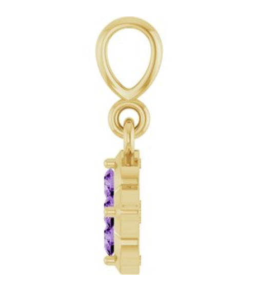 88717 Pendant Set 14K Yellow Round Lab-Grown Purple Sapphire 2 Mm Polished Lab-Grown Purple Sapphire Four Stone Pendant