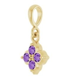 88717 Pendant Set 14K Yellow Round Lab-Grown Purple Sapphire 2 Mm Polished Lab-Grown Purple Sapphire Four Stone Pendant