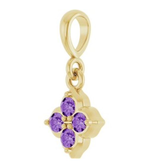 88717 Pendant Set 14K Yellow Round Lab-Grown Purple Sapphire 2 Mm Polished Lab-Grown Purple Sapphire Four Stone Pendant