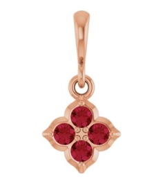 88717 Pendant Set 14K Rose Round Lab-Grown Ruby 2 Mm Polished Lab-Grown Ruby Four Stone Pendant