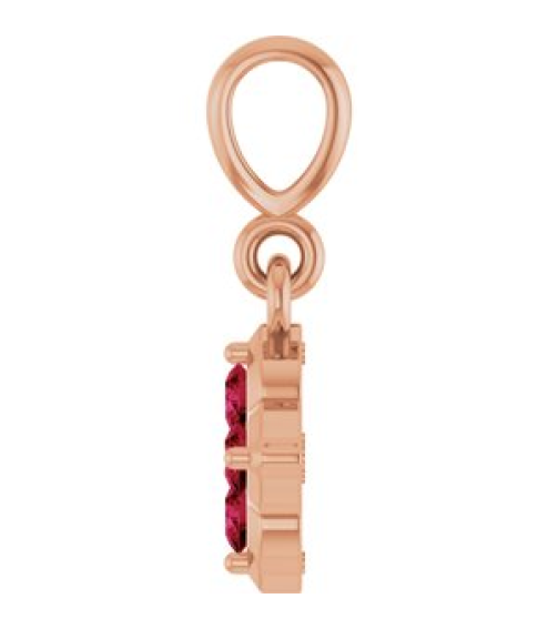 88717 Pendant Set 14K Rose Round Lab-Grown Ruby 2 Mm Polished Lab-Grown Ruby Four Stone Pendant