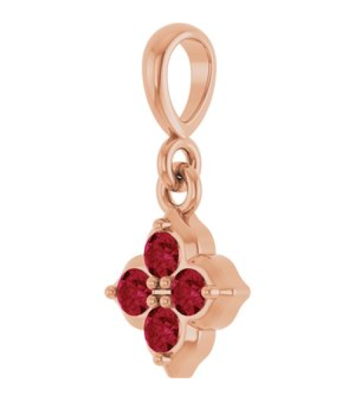 88717 Pendant Set 14K Rose Round Lab-Grown Ruby 2 Mm Polished Lab-Grown Ruby Four Stone Pendant