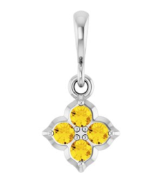 88717 Pendant Set 14K White Round Lab-Grown Yellow Sapphire 2 Mm Polished Lab-Grown Yellow Sapphire Four Stone Pendant
