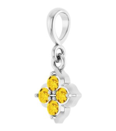 88717 Pendant Set 14K White Round Lab-Grown Yellow Sapphire 2 Mm Polished Lab-Grown Yellow Sapphire Four Stone Pendant
