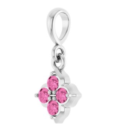 88717 Pendant Set Platinum Round Lab-Grown Pink Sapphire 2 Mm Polished Lab-Grown Pink Sapphire Four Stone Pendant