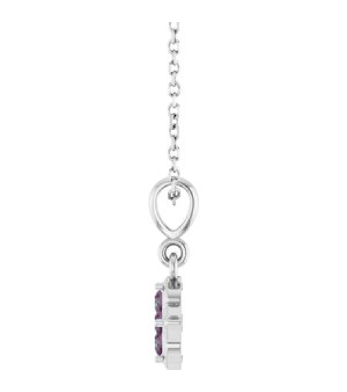 88717 Necklace Set 14K White Round Lab-Grown Alexandrite 2 Mm 16-18 In Polished Lab-Grown Alexandrite Four Stone Necklace