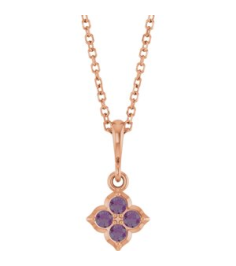 88717 Necklace Set 14K Rose Round Lab-Grown Alexandrite 2 Mm 16-18 In Polished Lab-Grown Alexandrite Four Stone Necklace