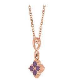 88717 Necklace Set 14K Rose Round Lab-Grown Alexandrite 2 Mm 16-18 In Polished Lab-Grown Alexandrite Four Stone Necklace