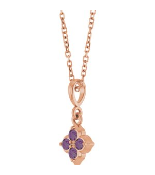 88717 Necklace Set 14K Rose Round Lab-Grown Alexandrite 2 Mm 16-18 In Polished Lab-Grown Alexandrite Four Stone Necklace