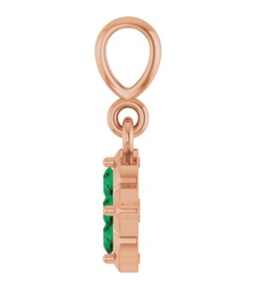 88717 Pendant Set 14K Rose Round Lab-Grown Emerald 2 Mm Polished Lab-Grown Emerald Four Stone Pendant