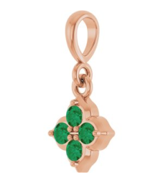 88717 Pendant Set 14K Rose Round Lab-Grown Emerald 2 Mm Polished Lab-Grown Emerald Four Stone Pendant
