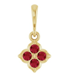 88717 Pendant Set 14K Yellow Round Lab-Grown Ruby 2 Mm Polished Lab-Grown Ruby Four Stone Pendant