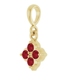 88717 Pendant Set 14K Yellow Round Lab-Grown Ruby 2 Mm Polished Lab-Grown Ruby Four Stone Pendant