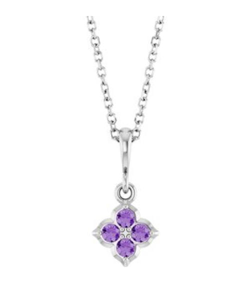 88717 Necklace Set Sterling Silver Round Lab-Grown Purple Sapphire 2 Mm 16-18 In Polished Lab-Grown Purple Sapphire Four Stone Necklace