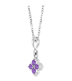 88717 Necklace Set Sterling Silver Round Lab-Grown Purple Sapphire 2 Mm 16-18 In Polished Lab-Grown Purple Sapphire Four Stone Necklace