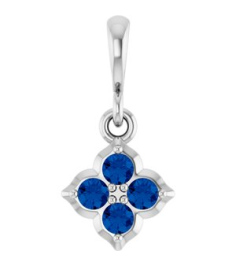 88717 Pendant Set 14K White Round Lab-Grown Blue Sapphire 2 Mm Polished Lab-Grown Blue Sapphire Four Stone Pendant