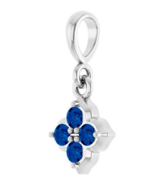 88717 Pendant Set 14K White Round Lab-Grown Blue Sapphire 2 Mm Polished Lab-Grown Blue Sapphire Four Stone Pendant