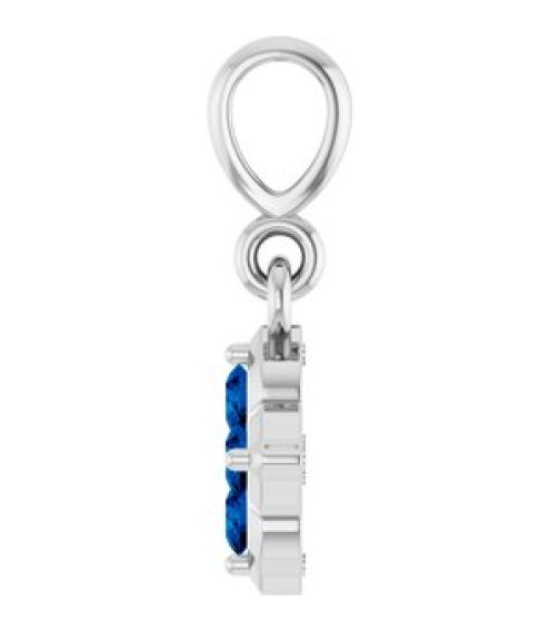 88717 Pendant Set 14K White Round Lab-Grown Blue Sapphire 2 Mm Polished Lab-Grown Blue Sapphire Four Stone Pendant