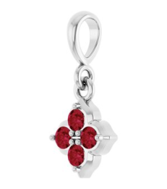 88717 Pendant Set Sterling Silver Round Lab-Grown Ruby 2 Mm Polished Lab-Grown Ruby Four Stone Pendant