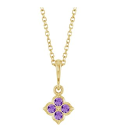 88717 Necklace Set 14K Yellow Round Lab-Grown Purple Sapphire 2 Mm 16-18 In Polished Lab-Grown Purple Sapphire Four Stone Necklace