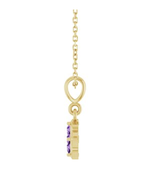 88717 Necklace Set 14K Yellow Round Lab-Grown Purple Sapphire 2 Mm 16-18 In Polished Lab-Grown Purple Sapphire Four Stone Necklace