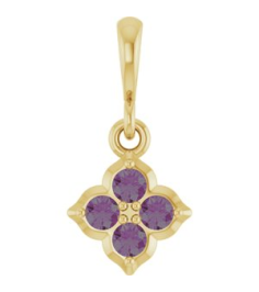 88717 Pendant Set 14K Yellow Round Lab-Grown Alexandrite 2 Mm Polished Lab-Grown Alexandrite Four Stone Pendant
