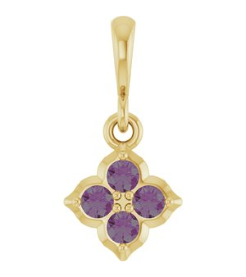88717 Pendant Set 14K Yellow Round Lab-Grown Alexandrite 2 Mm Polished Lab-Grown Alexandrite Four Stone Pendant