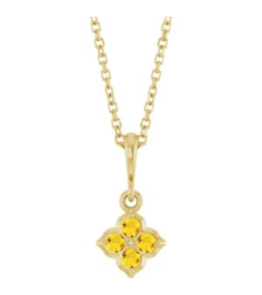88717 Necklace Set 14K Yellow Round Lab-Grown Yellow Sapphire 2 Mm 16-18 In Polished Lab-Grown Yellow Sapphire Four Stone Necklace