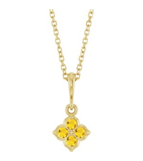 88717 Necklace Set 14K Yellow Round Lab-Grown Yellow Sapphire 2 Mm 16-18 In Polished Lab-Grown Yellow Sapphire Four Stone Necklace
