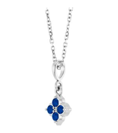 88717 Necklace Set Sterling Silver Round Lab-Grown Blue Sapphire 2 Mm 16-18 In Polished Lab-Grown Blue Sapphire Four Stone Necklace