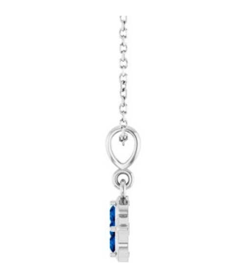 88717 Necklace Set Sterling Silver Round Lab-Grown Blue Sapphire 2 Mm 16-18 In Polished Lab-Grown Blue Sapphire Four Stone Necklace