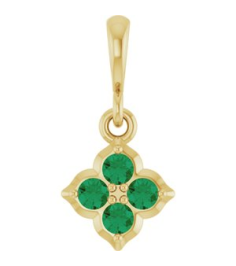 88717 Pendant Set 14K Yellow Round Lab-Grown Emerald 2 Mm Polished Lab-Grown Emerald Four Stone Pendant