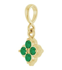 88717 Pendant Set 14K Yellow Round Lab-Grown Emerald 2 Mm Polished Lab-Grown Emerald Four Stone Pendant