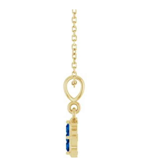 88717 Necklace Set 14K Yellow Round Lab-Grown Blue Sapphire 2 Mm 16-18 In Polished Lab-Grown Blue Sapphire Four Stone Necklace