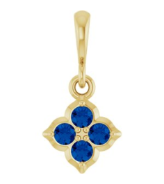 88717 Pendant Set 14K Yellow Round Lab-Grown Blue Sapphire 2 Mm Polished Lab-Grown Blue Sapphire Four Stone Pendant