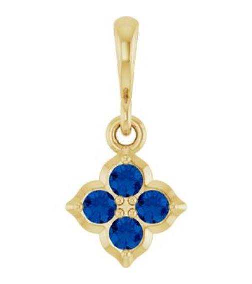 88717 Pendant Set 14K Yellow Round Lab-Grown Blue Sapphire 2 Mm Polished Lab-Grown Blue Sapphire Four Stone Pendant