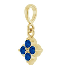 88717 Pendant Set 14K Yellow Round Lab-Grown Blue Sapphire 2 Mm Polished Lab-Grown Blue Sapphire Four Stone Pendant