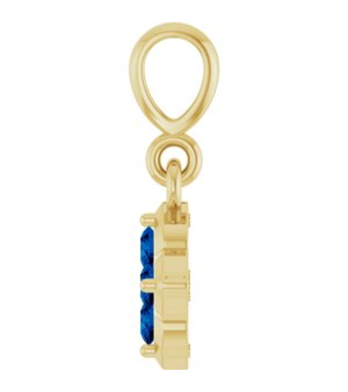 88717 Pendant Set 14K Yellow Round Lab-Grown Blue Sapphire 2 Mm Polished Lab-Grown Blue Sapphire Four Stone Pendant