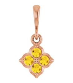 88717 Pendant Set 14K Rose Round Lab-Grown Yellow Sapphire 2 Mm Polished Lab-Grown Yellow Sapphire Four Stone Pendant