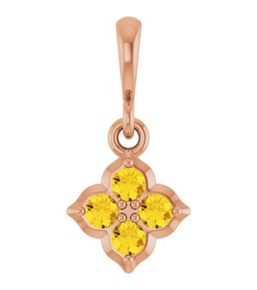 88717 Pendant Set 14K Rose Round Lab-Grown Yellow Sapphire 2 Mm Polished Lab-Grown Yellow Sapphire Four Stone Pendant