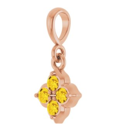 88717 Pendant Set 14K Rose Round Lab-Grown Yellow Sapphire 2 Mm Polished Lab-Grown Yellow Sapphire Four Stone Pendant