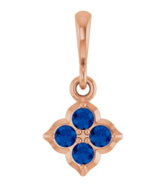 88717 Pendant Set 14K Rose Round Lab-Grown Blue Sapphire 2 Mm Polished Lab-Grown Blue Sapphire Four Stone Pendant