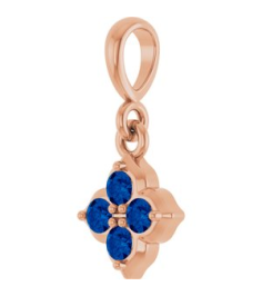 88717 Pendant Set 14K Rose Round Lab-Grown Blue Sapphire 2 Mm Polished Lab-Grown Blue Sapphire Four Stone Pendant