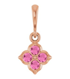 88717 Pendant Set 14K Rose Round Lab-Grown Pink Sapphire 2 Mm Polished Lab-Grown Pink Sapphire Four Stone Pendant