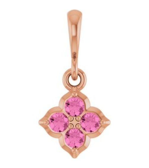 88717 Pendant Set 14K Rose Round Lab-Grown Pink Sapphire 2 Mm Polished Lab-Grown Pink Sapphire Four Stone Pendant