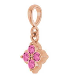 88717 Pendant Set 14K Rose Round Lab-Grown Pink Sapphire 2 Mm Polished Lab-Grown Pink Sapphire Four Stone Pendant