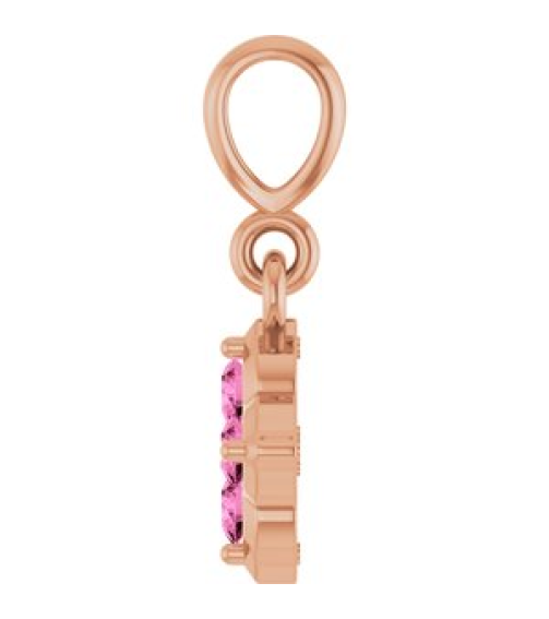 88717 Pendant Set 14K Rose Round Lab-Grown Pink Sapphire 2 Mm Polished Lab-Grown Pink Sapphire Four Stone Pendant