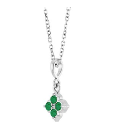 88717 Necklace Set Sterling Silver Round Lab-Grown Emerald 2 Mm 16-18 In Polished Lab-Grown Emerald Four Stone Necklace